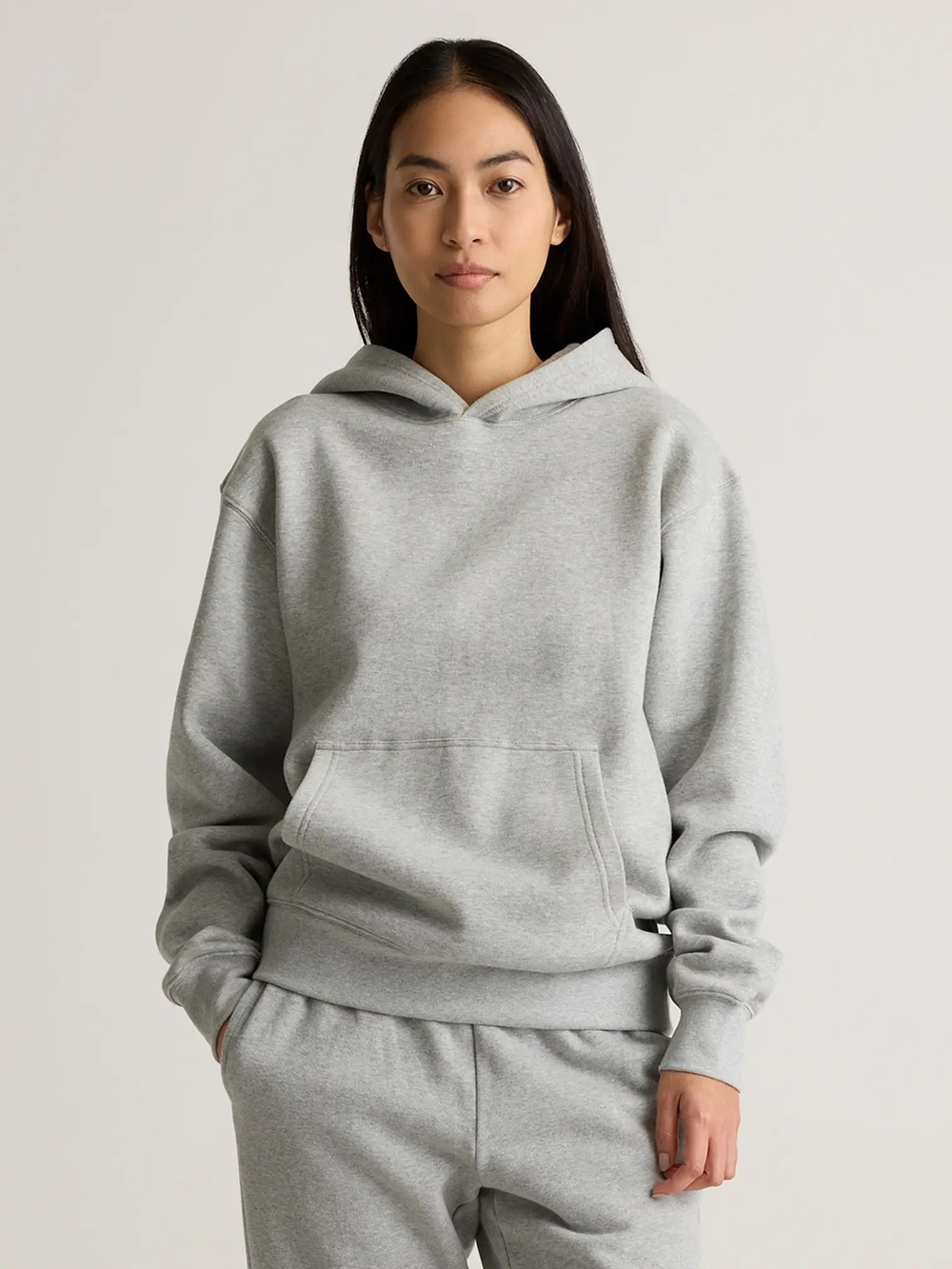 Quince Organic Heavyweight Fleece Boyfriend Hoodie Grey Medium